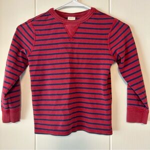 Hanna Andersson Red & Blue Striped Kids thermal Long Sleeve Shirt size 6/7 youth
